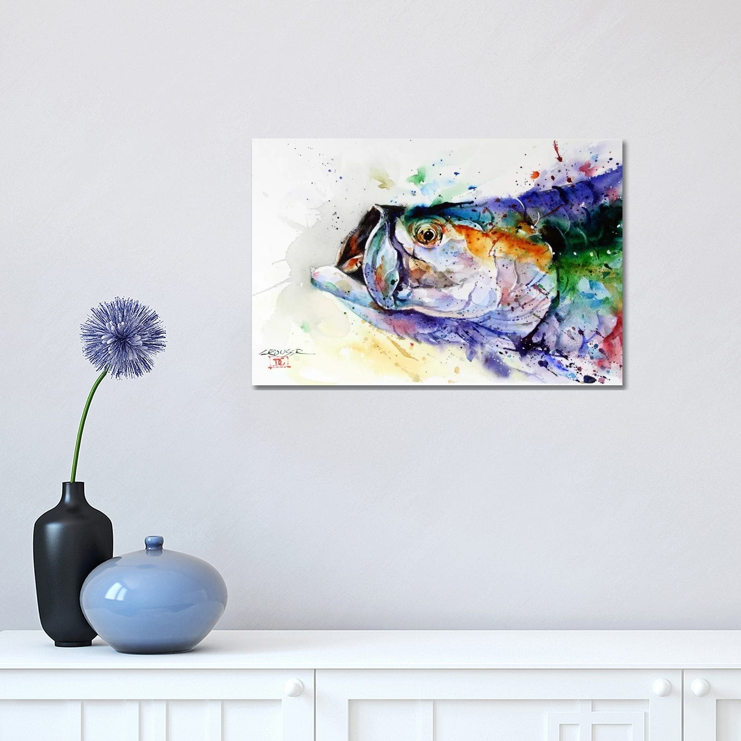 iCanvas Crazy Trout Art by Dean Crouser Canvas Art Wall Decor ( Animals > Sea Life > Fish > Trout art) - 12x18 in