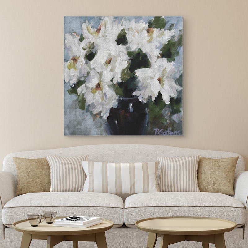 White Peony Bouquet Soft by Pamela Gatens Canvas Art Print