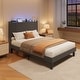 preview thumbnail 29 of 73, Queen/ Full Vertical Channels Upholstered Bed with Wingback Headboard