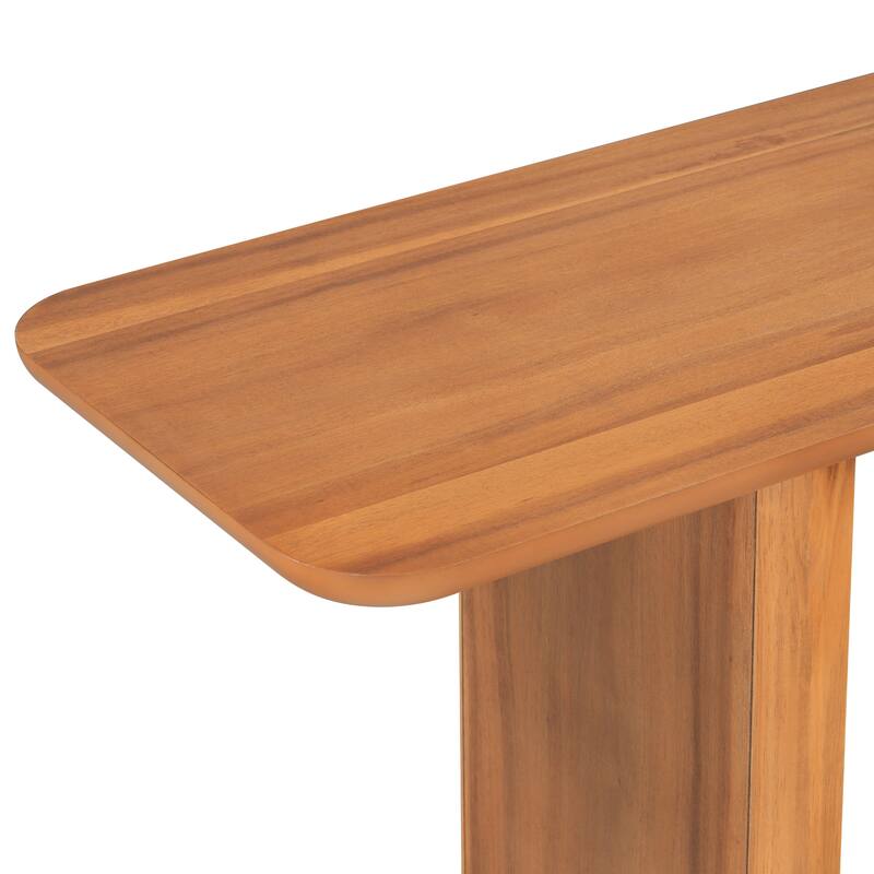 59.8" MDF Console Table with U-Shaped Base and Acacia Veneer for Living Room