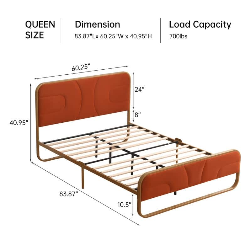 Modern Velvet Platform Bed
