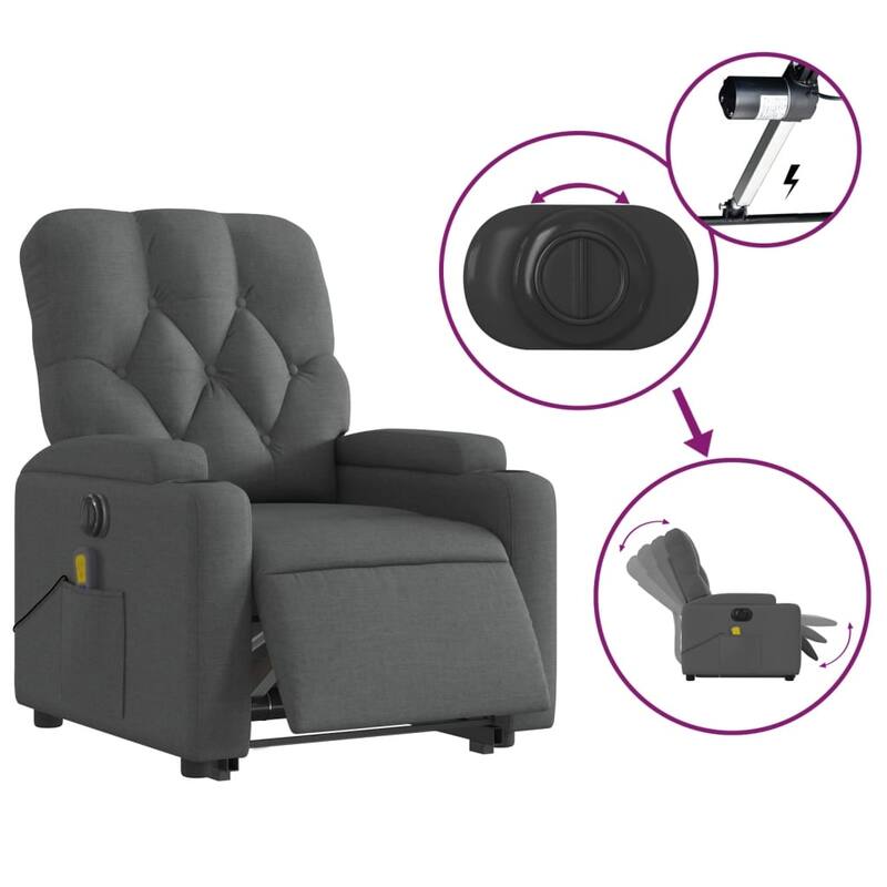 vidaXL Stand up Massage Recliner Chair Power Lift Wingback Armchair Fabric