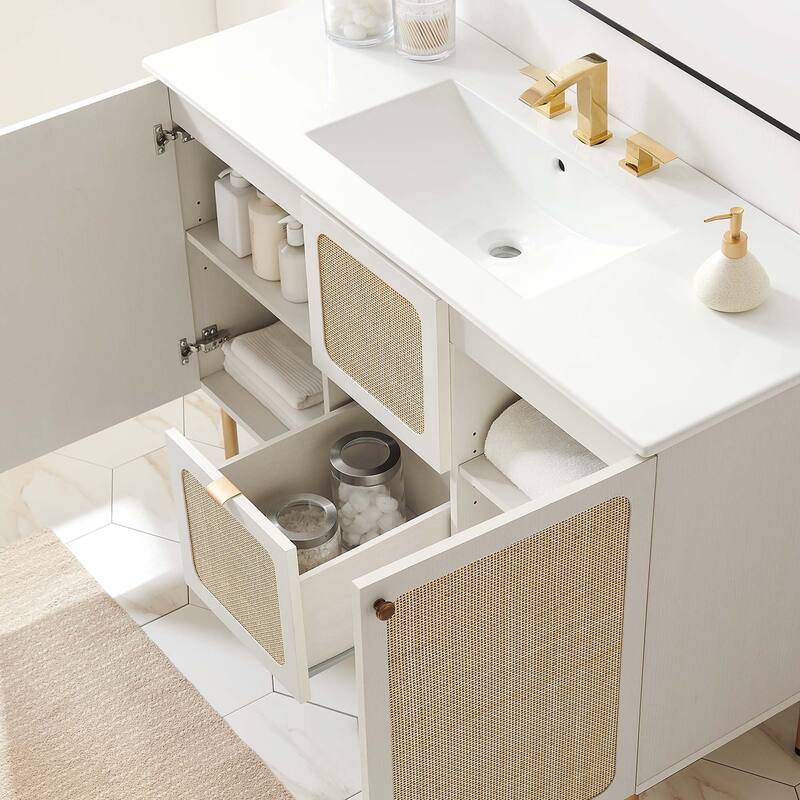 Chaucer 18"/24"/30"/36"/48"Single Basin/48" White Basin Bathroom Vanity