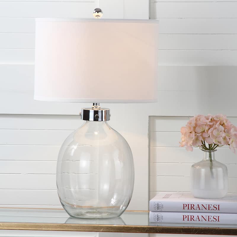 SAFAVIEH Lighting Firdes 26-inch Clear Glass Table Lamp (Set of 2) - 15"x15"x26" - 15Wx15Dx26H