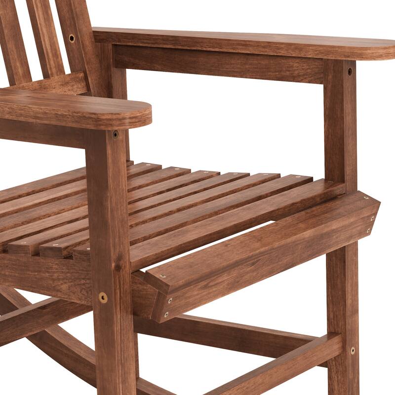 Acacia Wood Outdoor Rocking Chair, Traditional Porch Outdoor Rocker Chairs Set of 2 - 43" H