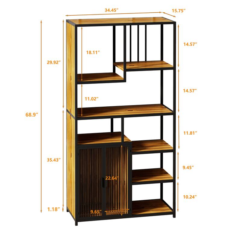 Multipurpose Bookshelf Storage Rack, Left Side with Enclosed Storage