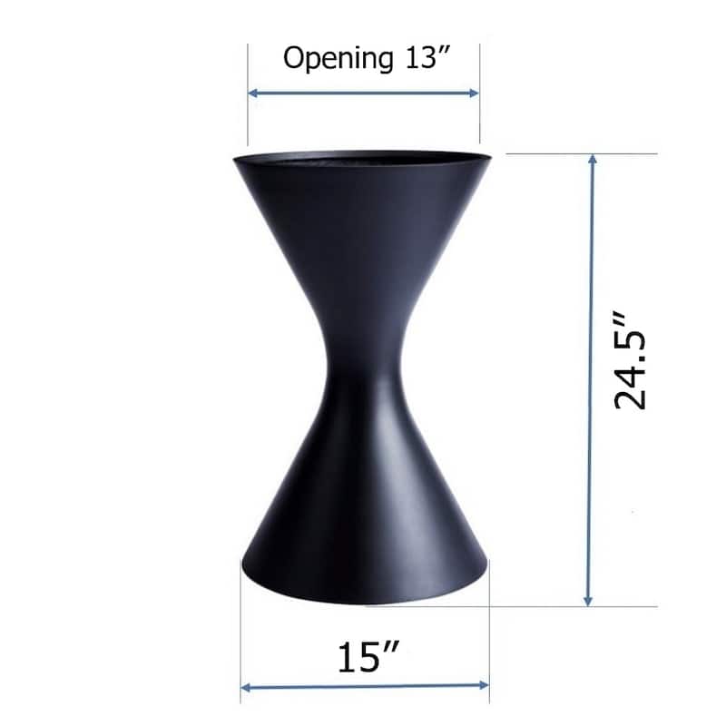 DreamPatio San Francisco Fiberstone Hourglass Planter for Indoor/Outdoor - Black