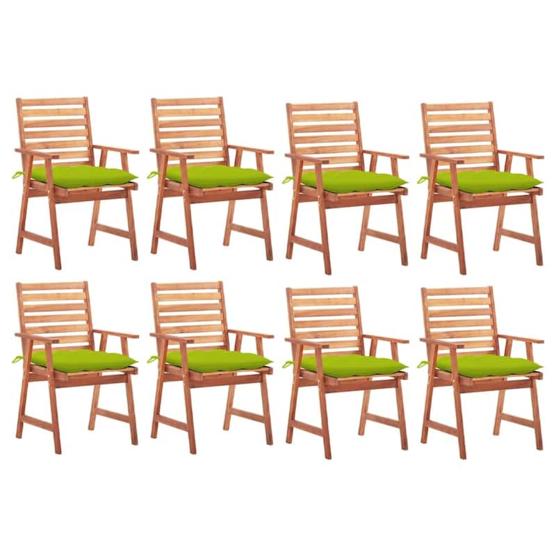 vidaXL Patio Dining Chairs Outdoor Patio Chair with Cushions Solid Wood Acacia - 22" x 24.4" x 36.2" - Bright green