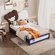 preview thumbnail 19 of 17, Upholstered Platform Bed With Bear Shaped Headboard, Led Light Strips