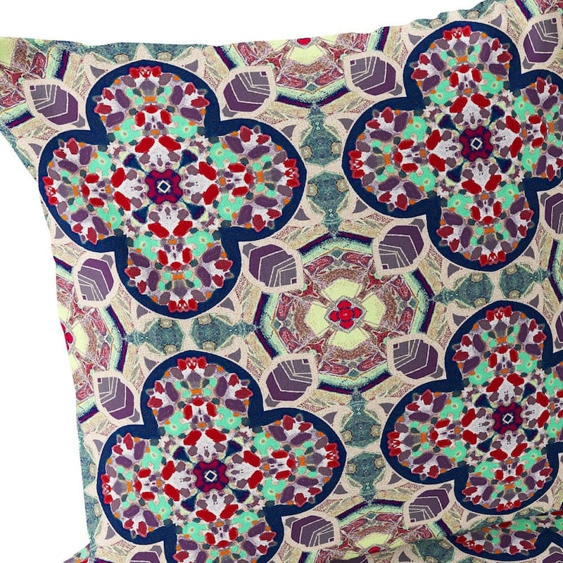 HomeRoots Set of Two 16" X 16" Green and Red Blown Seam Floral Indoor Outdoor Throw Pillow - 16.00' X '16.00' X '5.00