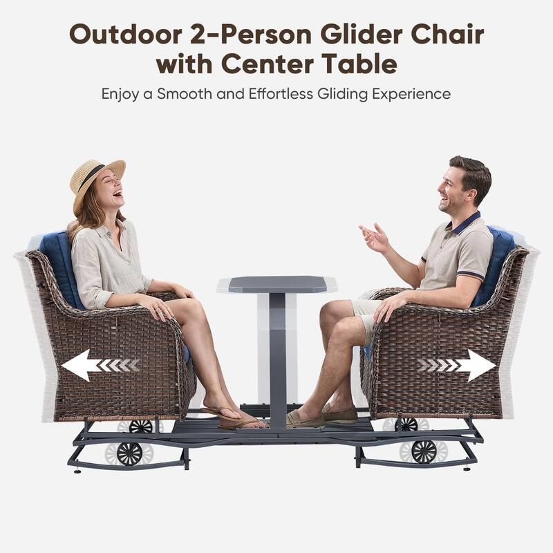 Pocassy Outdoor Patio 2-Person Swing Glider Chair