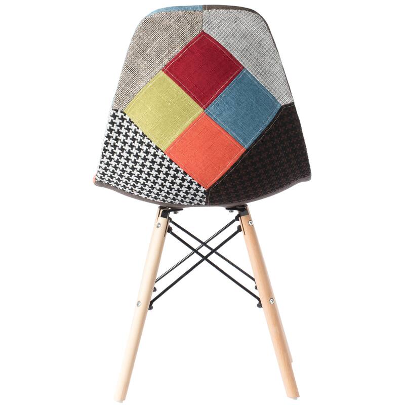 Patchwork Shell Dining Chair w/ Wooden Dowel Eiffel Legs