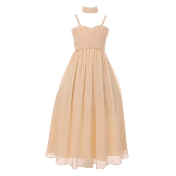 Champagne Chiffon Junior Bridesmaid Dresses