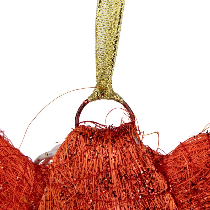 23" Lighted Sparkling Red Sisal Double Bow Christmas Decoration