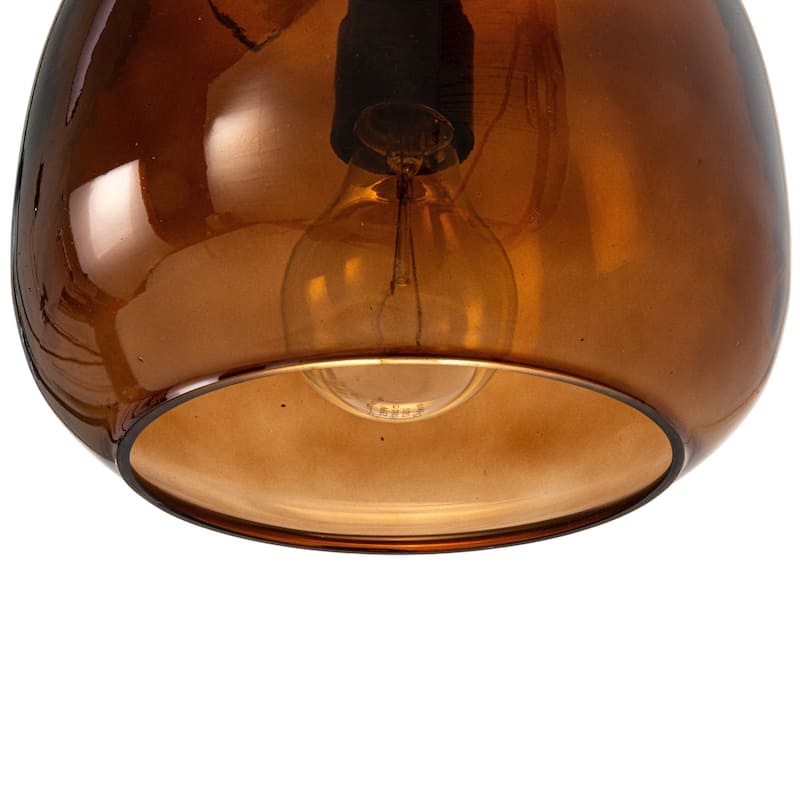 Glass and Metal Pendant Lamp with Hardwire - 7.5"L x 7.5"W x 8.3"H