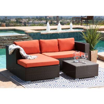 Abbyson Palermo Outdoor Espresso Wicker Patio Sectional Set