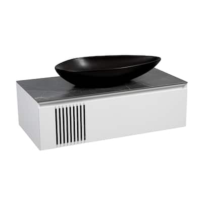 Modern Wall-Mount Bathroom Vanity with Washbasin Manhattan White Matte Non-Toxic MDF-40"-Diamond 32"