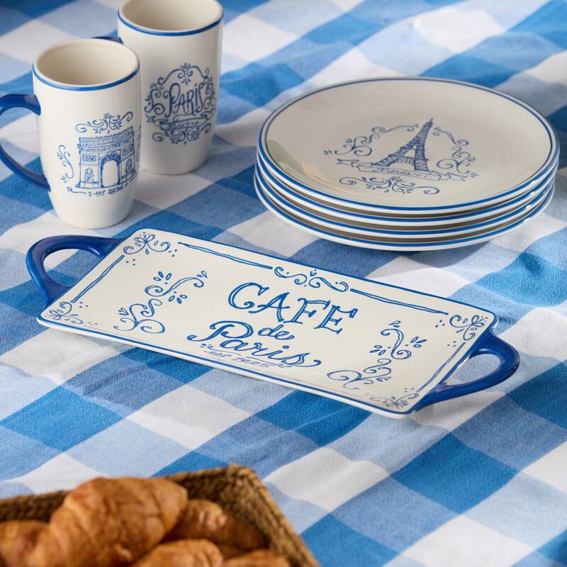 Certified International Bistro Rectangular Handled Tray - 15.75"L x 6.50"W x 1.50"H