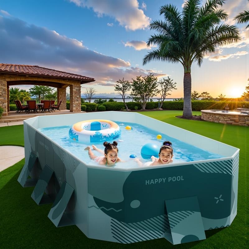 Homall Foldable Above Ground Swimming Pool Portable Outdoor Inflatable-free Pools
