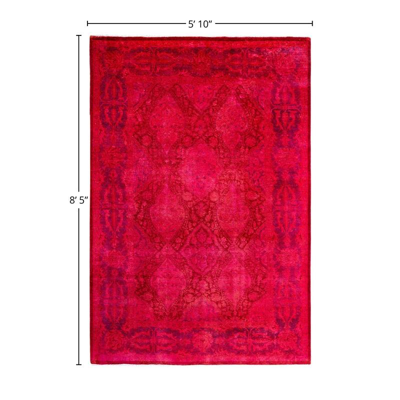 Overdyed, One-of-a-Kind Hand-Knotted Area Rug - Orange - 5' 10" x 8' 5"