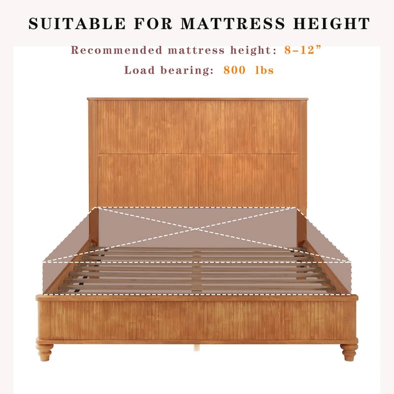 GDFStudio - Harrison Sturdy Solid Wood Bed Frame with Tall Headboard for Elegant Bedrooms