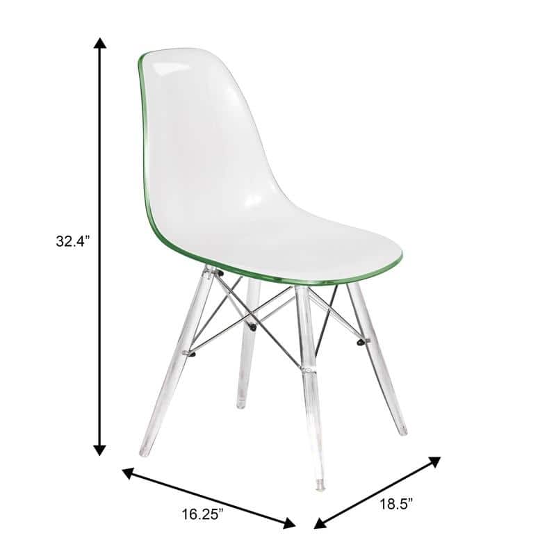 Dover Modern Acrylic Accent Side Chair with Eiffel-Style Legs for Dining Room, Kitchen, Office, or Indoor/Outdoor Seating