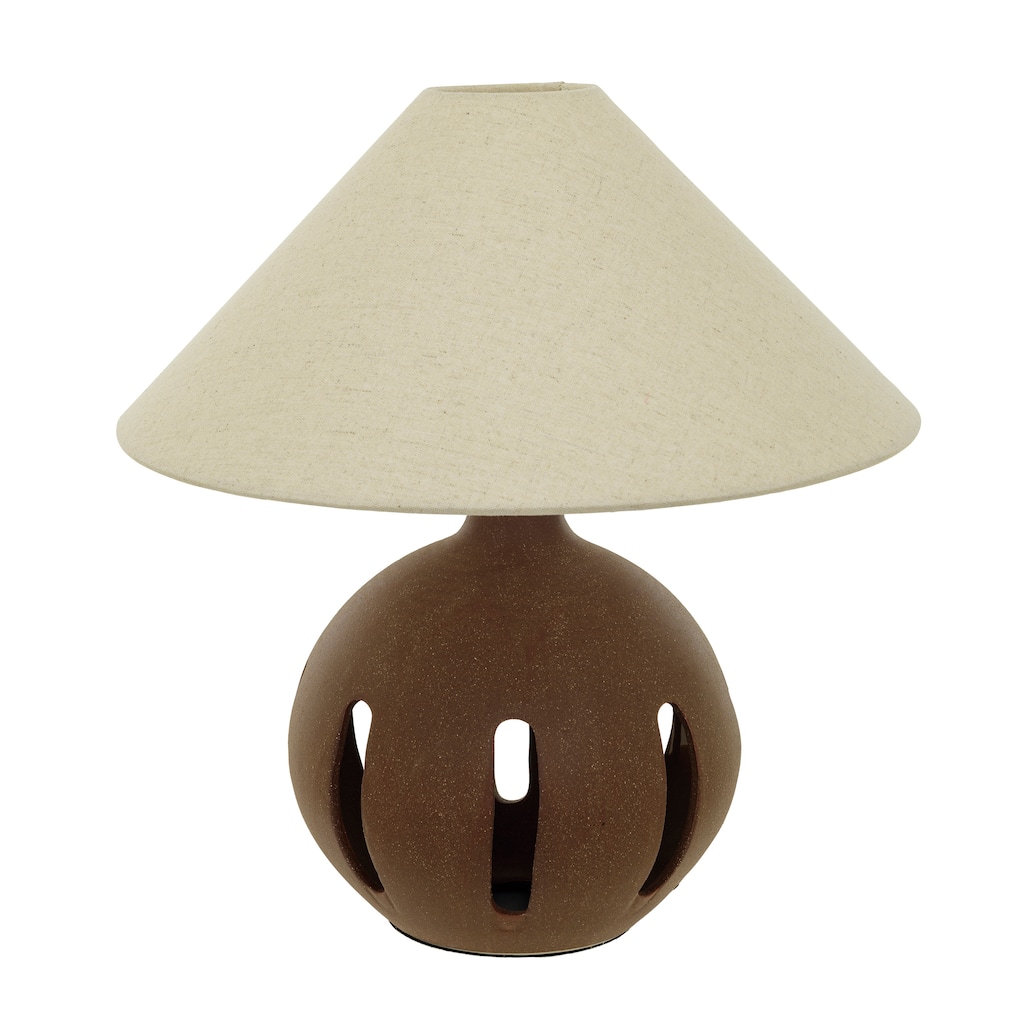 Ceramic Table Lamp with Linen Shade and Cut-Outs - 16.8"L x 16.8"W x 16.8"H