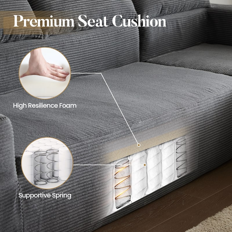 HOOOWOOO Modern Minimalist Style Sectional Couch Modular Corduroy Sofa for Living Room