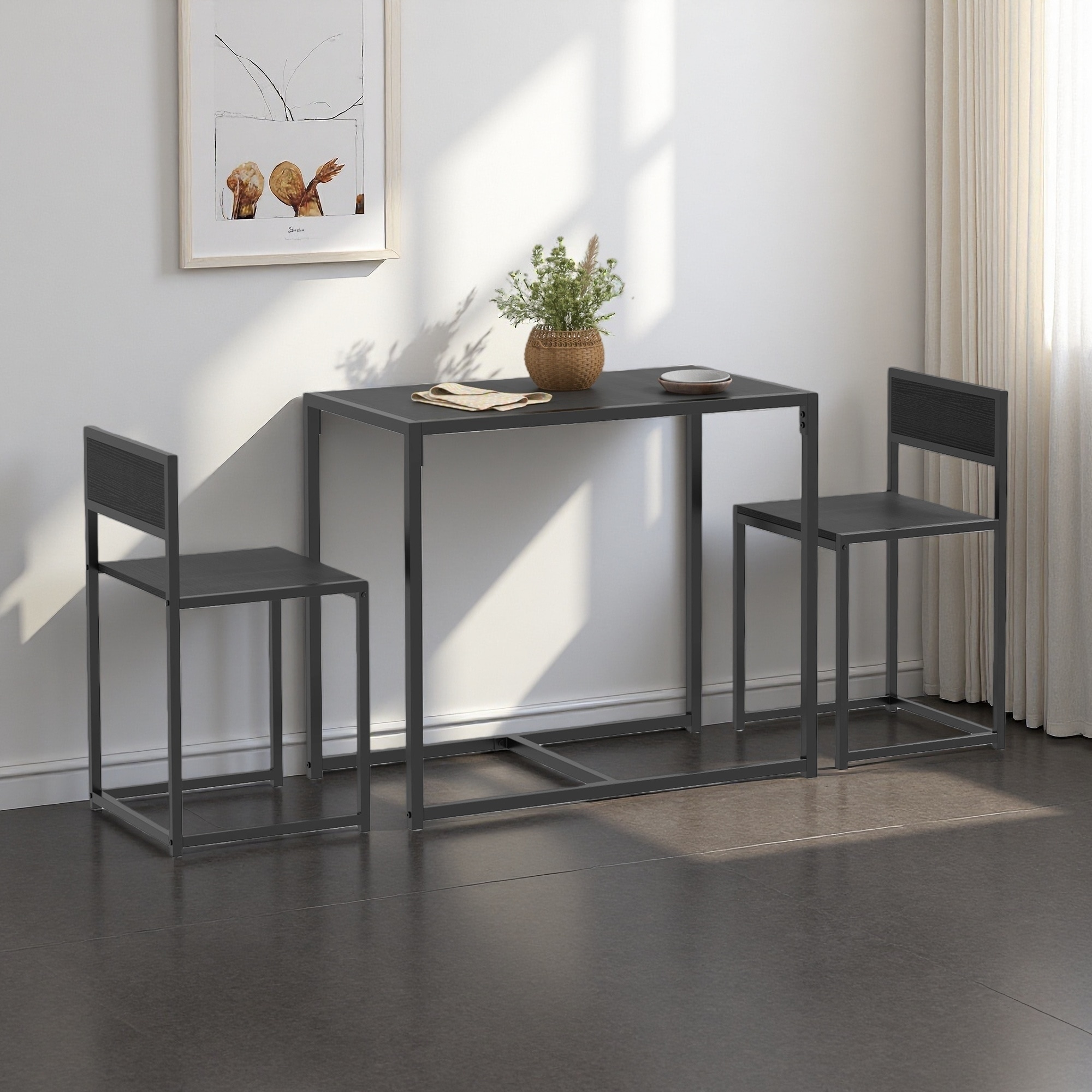 3-Piece Dining Set with Kitchen Table and Chairs for Small Spaces
