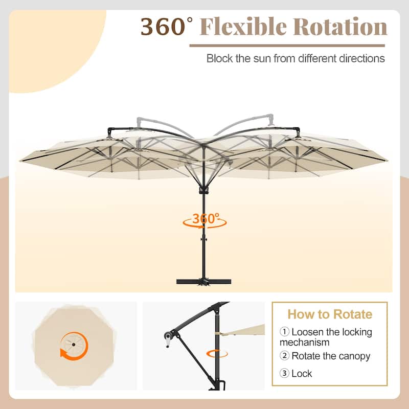 Gymax 10 FT Patio Offset Umbrella w/ X-shaped Base Infinite Tile &