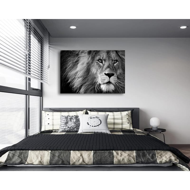 Wall Art Stretched Artwork Black and White Lion Pictures to Photo