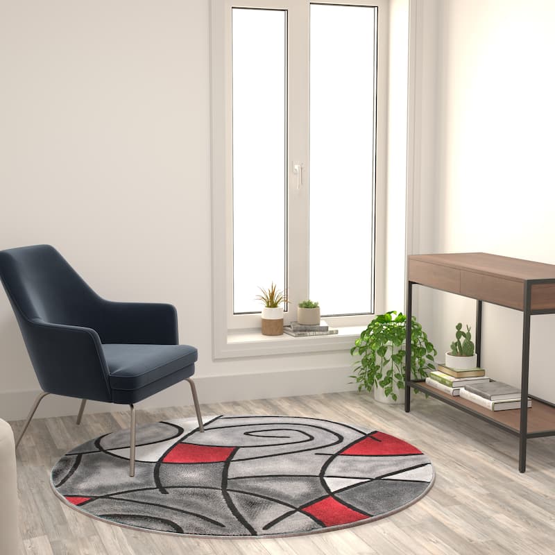 Modern Olefin Accent Area Rug - Abstract Pattern