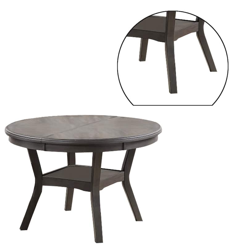 Round Top Wooden Dining Table with Boomerang Legs, Dark Gray