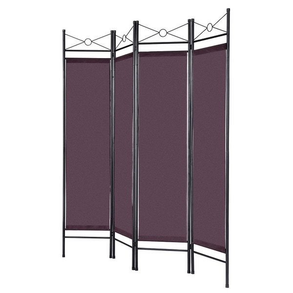 6/' Steel White Fabric 4 Panel Room Divider Privacy Screen Wall Dressing Room New