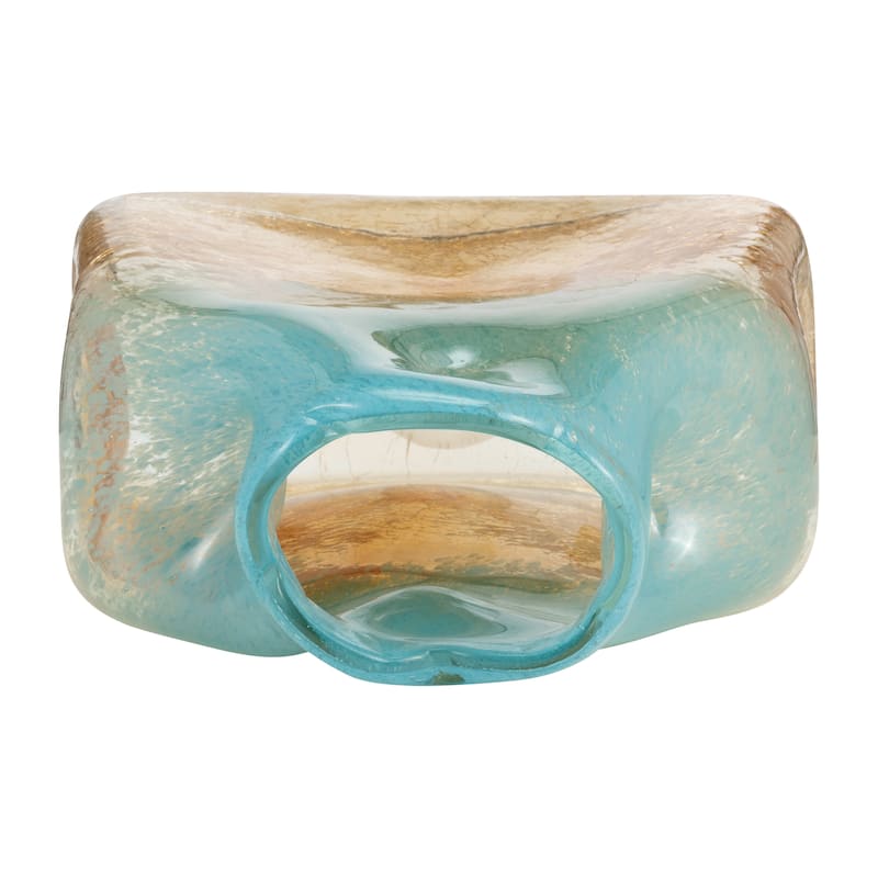 Sagebrook Home Artisan Glass Teal and Apricot Coastal Vase
