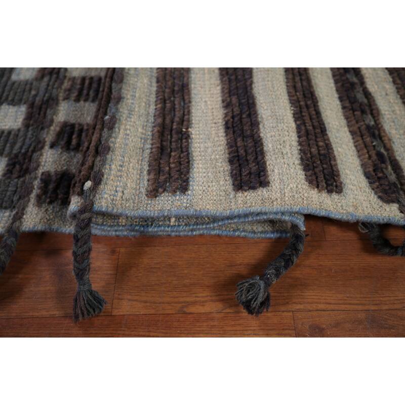 All-Over Checkered Moroccan Oriental Area Rug Hand-Knotted Wool Carpet - 8'10"x 12'7"