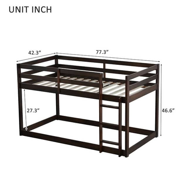 dimension image slide 0 of 4, Elegance & Versatile Utilization Twin over Twin Wooden Loft Bed with Ladder