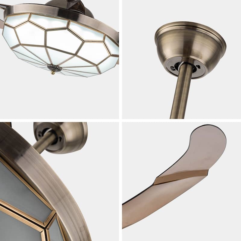 42'' Tiffany Style Classic Ceiling Fan Light with Remote - 42 Inches