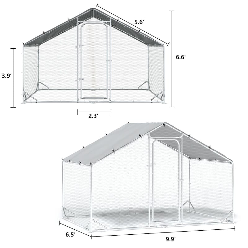 BOSSIN Bold Chicken Coop Run Large Metal Chicken Pen OutdoorPoultry Cage Spire Shape Heavy Duty Walkin for Yard with Waterproof