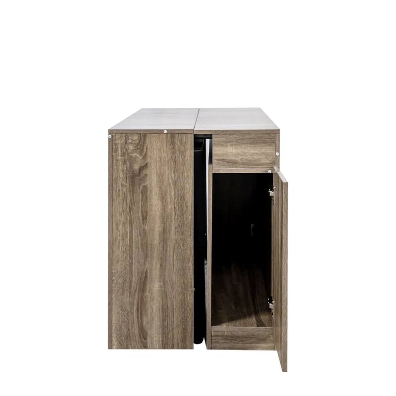 Modern Multifunctional Extendable Dining Table With Outlet,Space Saving Expanding Table With Storage