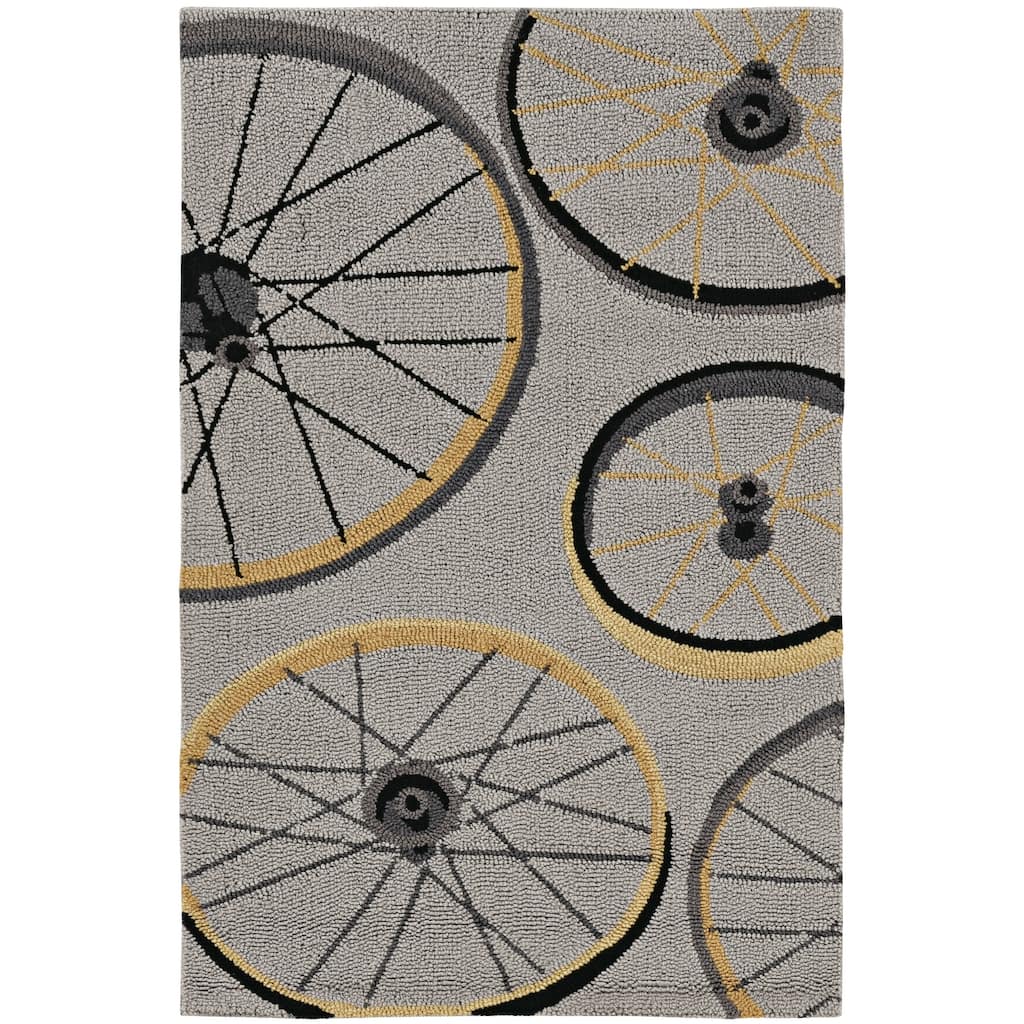 Domani Mohana Grey Bicycle Wheels Area Rug