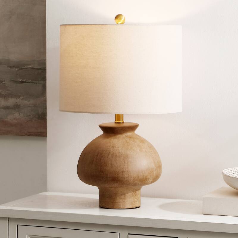 SAFAVIEH Noam 23-inch Ceramic Table Lamp (LED Bulb Included) - 14"W x 14"D x 23"H - Light Brown