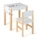 preview thumbnail 1 of 4, Kids Table and Chair Set Wooden Drawing Study Desk w Paper Roll Drawer White+Natural