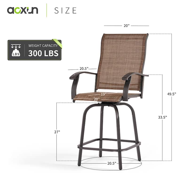 Aoxun Outdoor Metal Bar Height Swivel Bistro Set