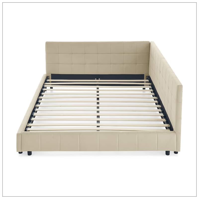 Queen Size Upholstered Tufted Bed Frame for Bedroom