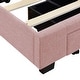 preview thumbnail 9 of 9, Queen Size Linen Upholstered Platform Bed w/ 3 Drawers Storage Bed Frame for Kids Teens Adults Space-Saving, Easy Assembly, Pink