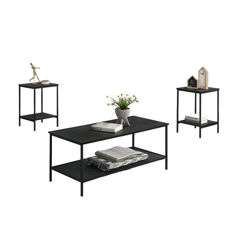 Rustic Style 3pc Table Set 1x Coffee Table 2x End Table