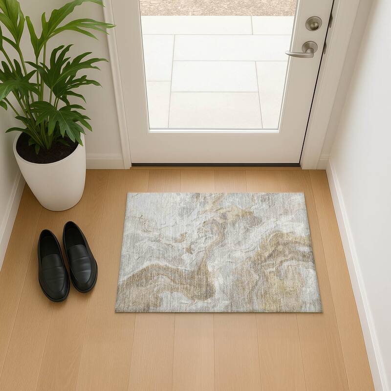 Premium Washable Super Soft Glam Modern Mayfield Rug - Ivory - 1'8" x 2'6"