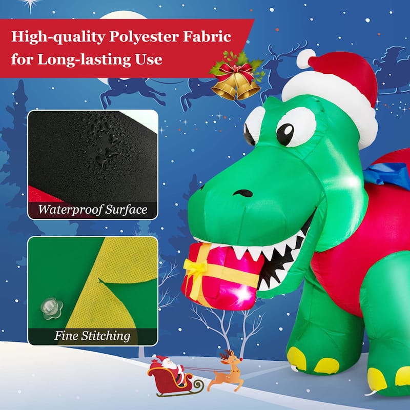 Costway 6FT Inflatable Christmas Dinosaur with LED Lights Gift Box & - See Details