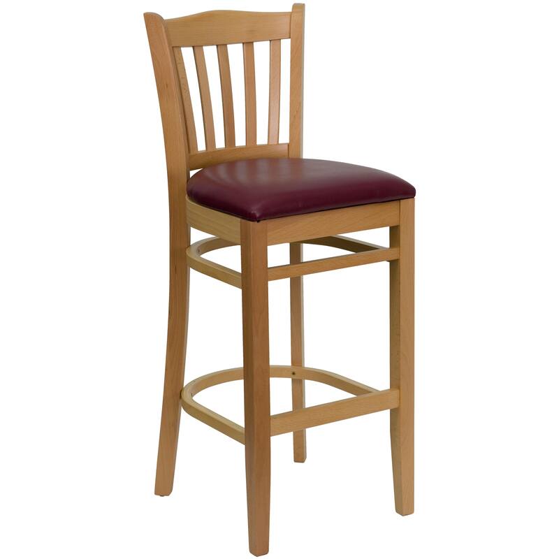2Pk Vertical Slat Back Wood Restaurant Barstool - Hospitality Seating